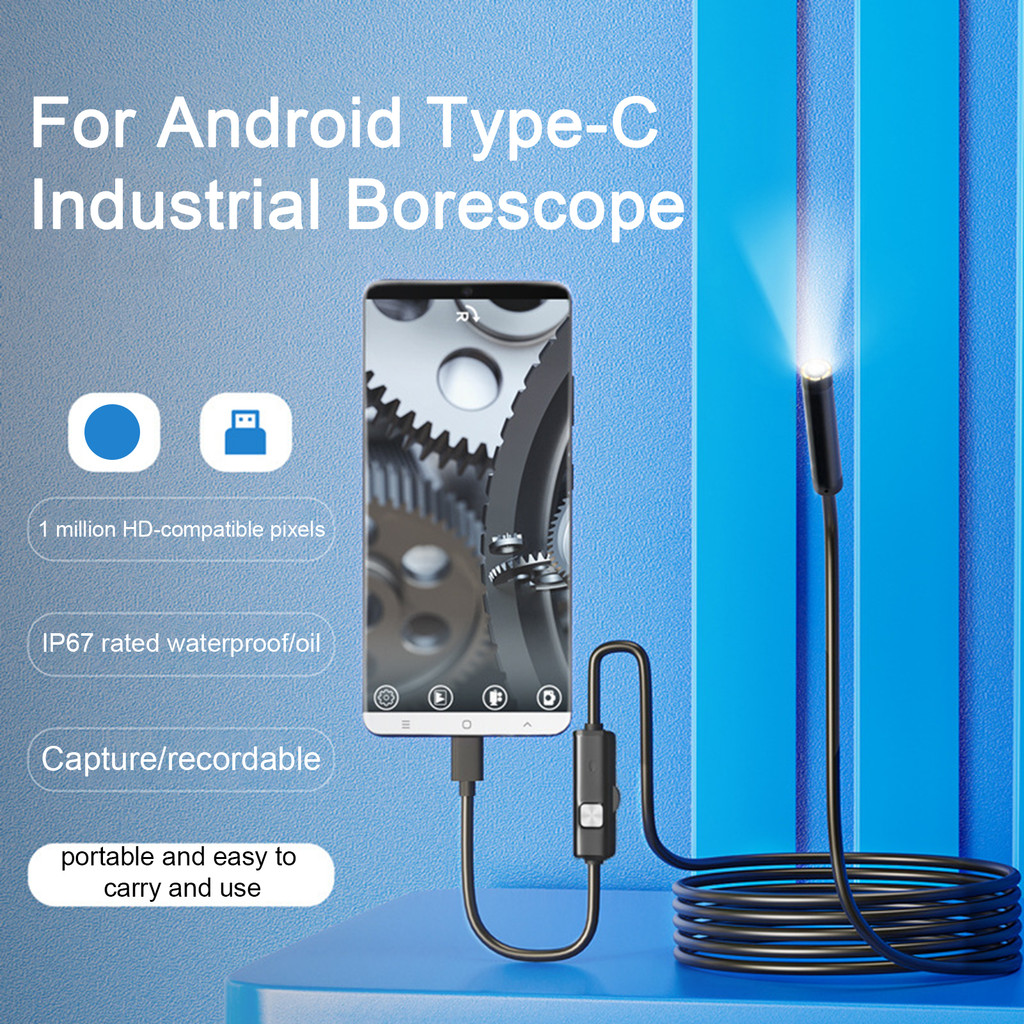 Type-c 5.5/7mm Endoscope Scope Camera 1m 1.5m 2m for Car Scenarios Endoscope Camera with 6 Led