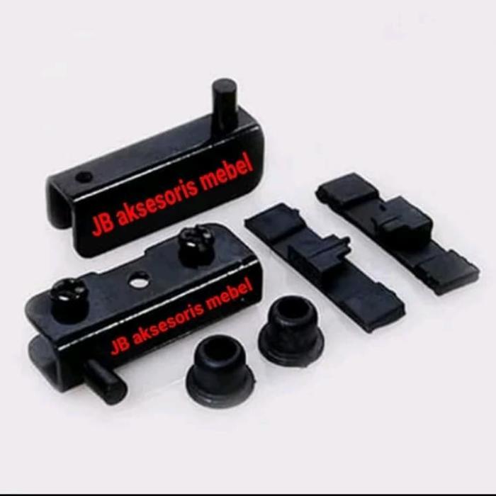 ENGSEL JEPIT PENJEPIT PINTU KACA 5 mm BESI HITAM / ENGSEL PIVOT KACA T-86 (PERSET)