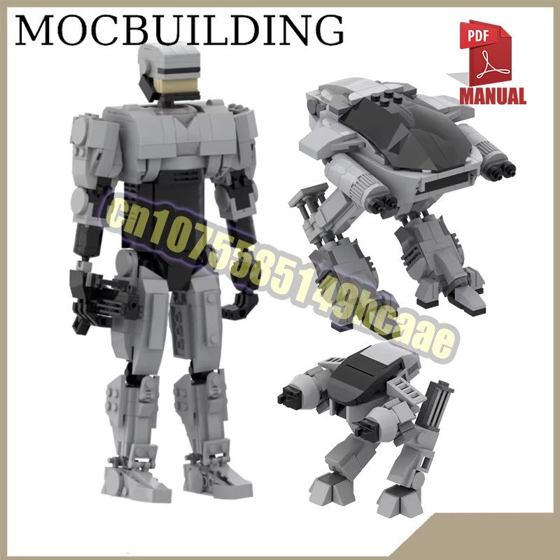 Sci Fi Robocoped Construction ED-209 Gift Police Robot Mech MOC Building Block Bricks DIY