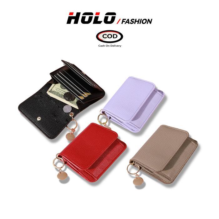HOLO Dompet Wanita Elegan Gaya Korea Warna Dompet Kecil Simpel Dapat Memegang Banyak Kartu