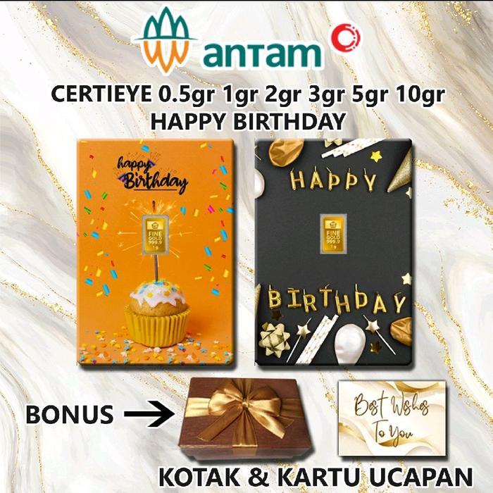 Logam Mulia Emas ANTAM HAPPY BIRTHDAY Gift Series Custom Certieye Certicard