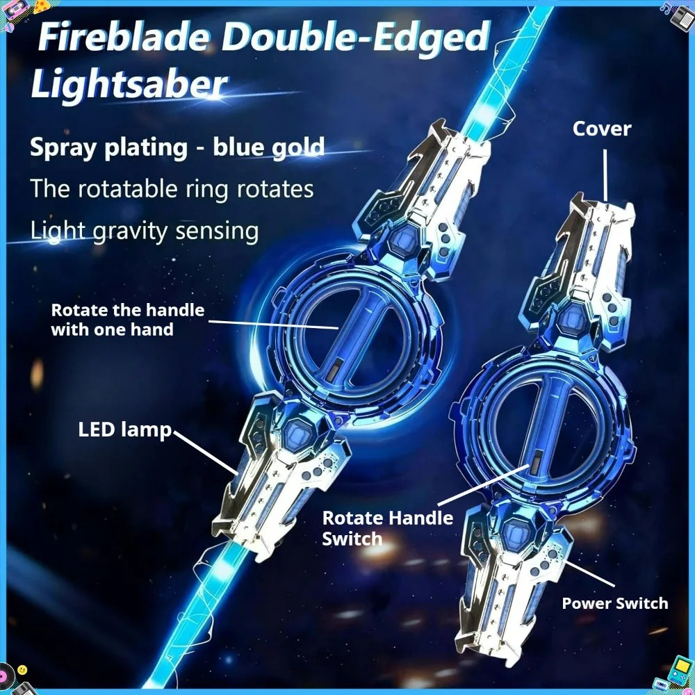 Spark Effect Sword,Retractable 7 Light Color Sword,2 in 1 Dueling Swords RGB Double-Blade with Sound