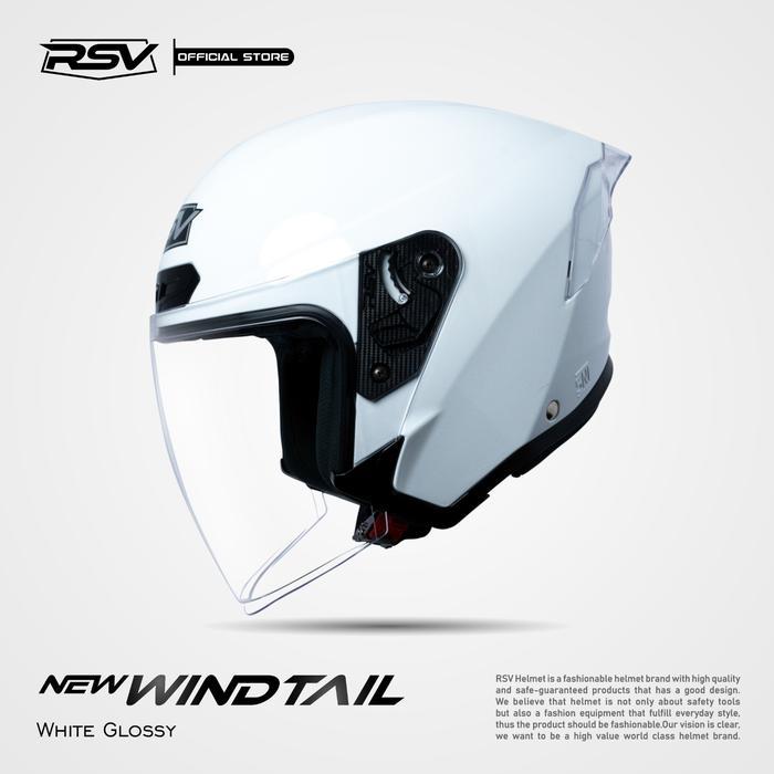 HELM Half Face RSV NEW WINDTAIL WHITE GLOSSY Motorcycle - RSV Helmet - MD