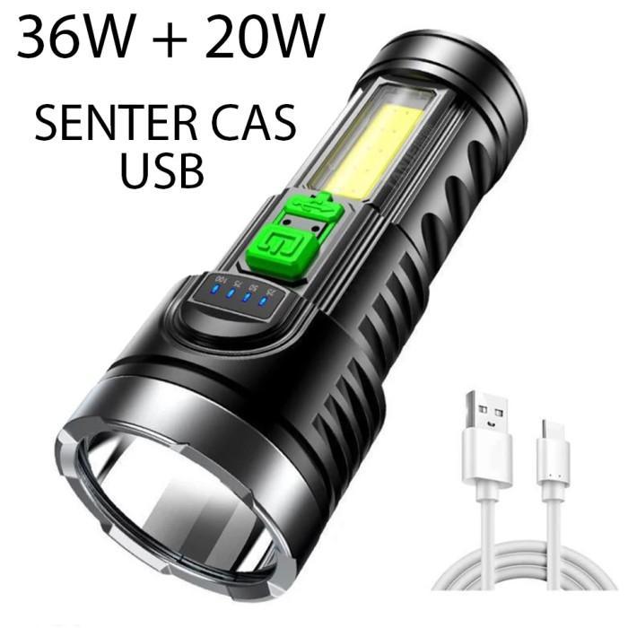 Premium Senter Led 36W + 20W / Senter Led Chargeable / Senter Cas Led Original