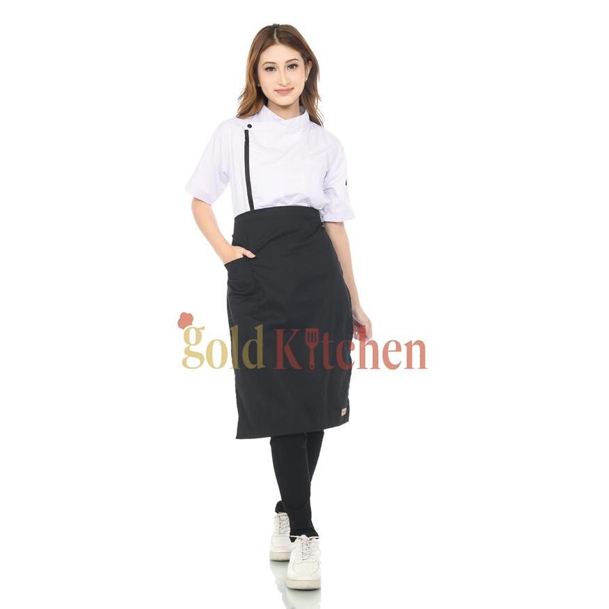Baju Chef Chef Jacket Pria Wanita Lengagan Pendek Model Zipper Safety
