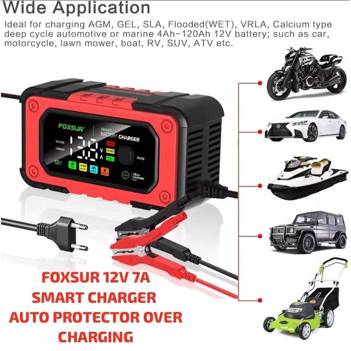 Foxsur Smart Charger Aki 12V 7A Auto Stop