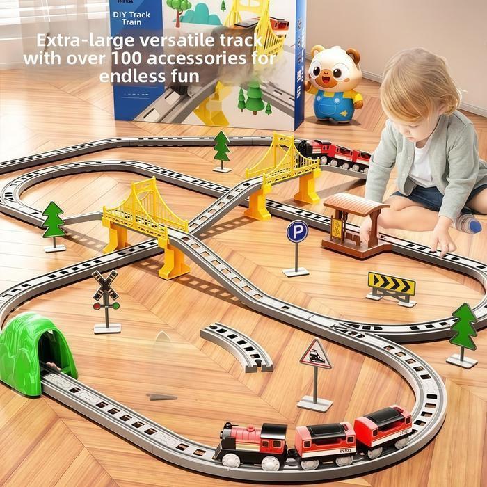 Besty Kereta Api Mainan Rel Panjang Mainan Diy Kereta Rel Listrik Kereta Api Rail King Mainan