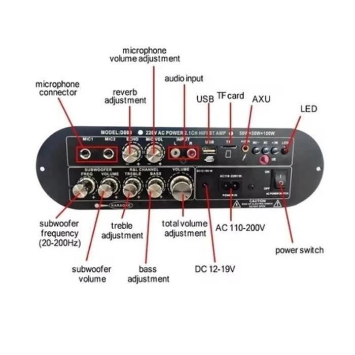 D900 D800 Amplifier Board High Power Subwoofer Bt Bluetooth Digital Audio Amplification 2.1 Channel