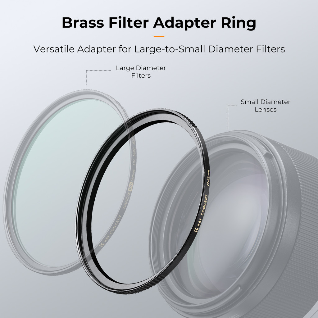 K&F CONCEPT Brass Filter Adapters Ring StepUp Ring for Canon N All Ca Lens 4967mm 6267mm 6777mm