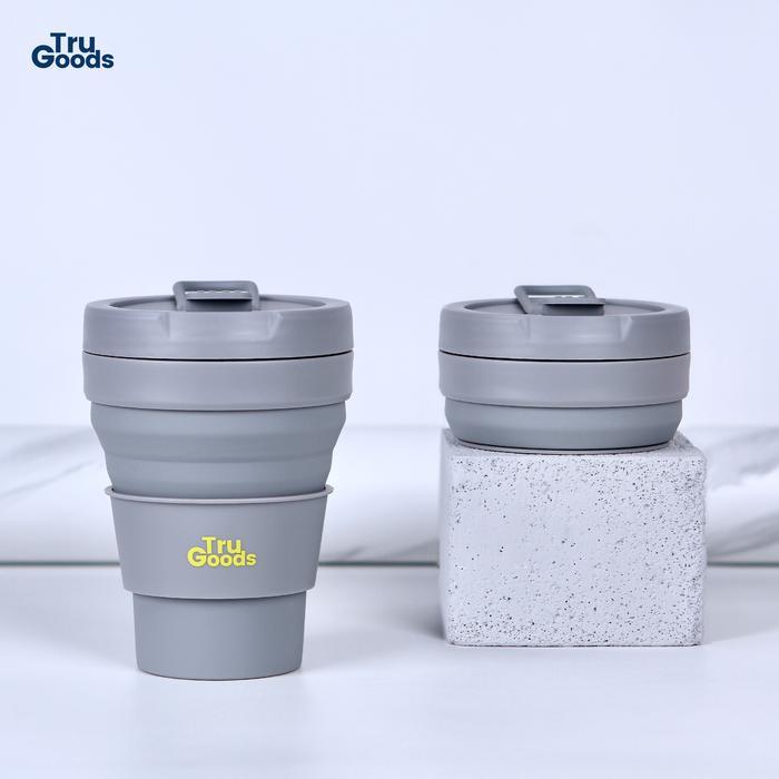 Foldable Cup Premium Tru Goods / Gelas Kopi Lipat 475 Ml - Grey