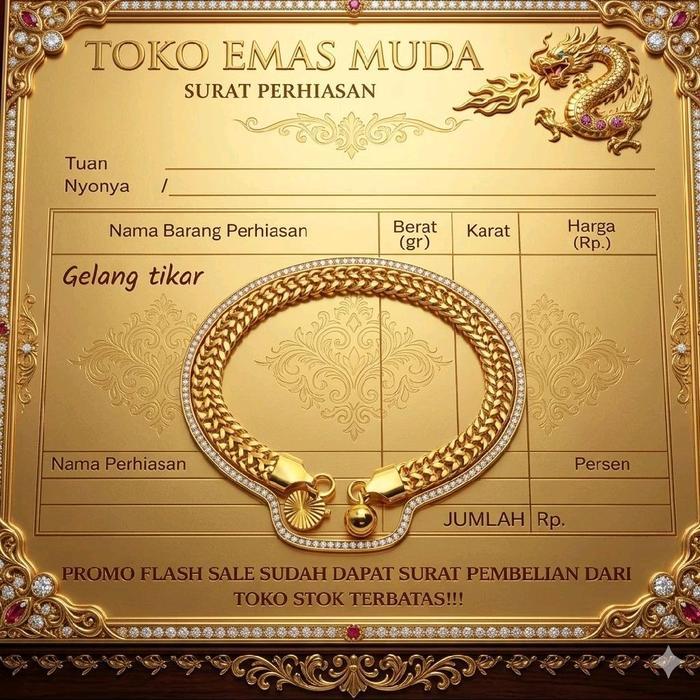 Gelang Tikar Lapisan Emas Muda Gratis Dompet Dan Surat Perhiasan