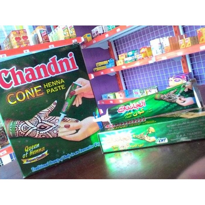 KJ Pacar Henna Hena Chandni Cone Kone Besar Warna Natural Merah Bata Maru