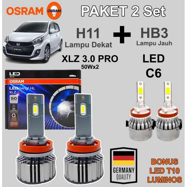 Ready Paket Lampu LED SIRION OSRAM XLZ 3.0 50W 3.0 100 Watt + LED C6 HB3 9005 Bohlam LED Putih