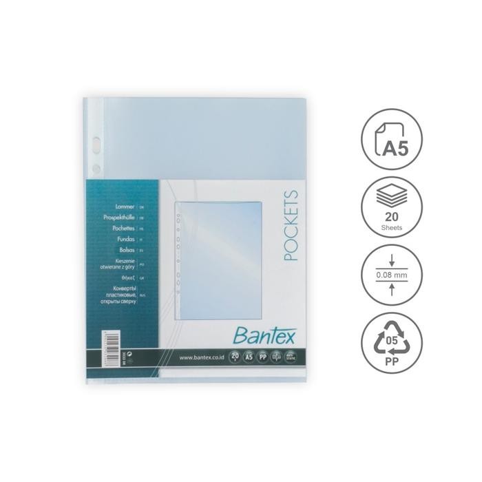 

New Bantex PP Pocket File Sheet Protector Size A5 20 Lembar