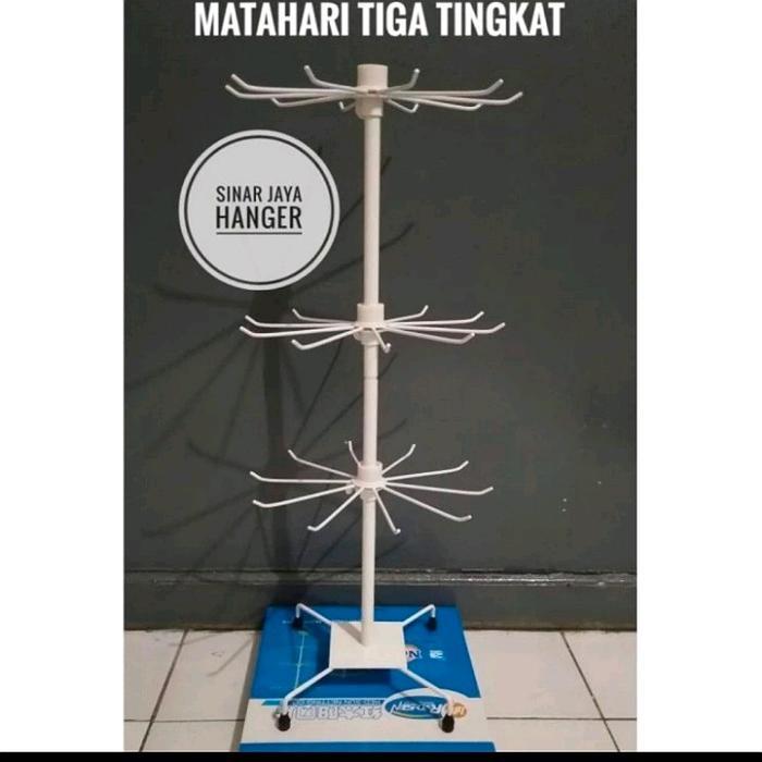 ..- Gantungan Aksesioris 3 Susun 2 Susun Bisa Putar Putih Putih Putih Hanger Dus