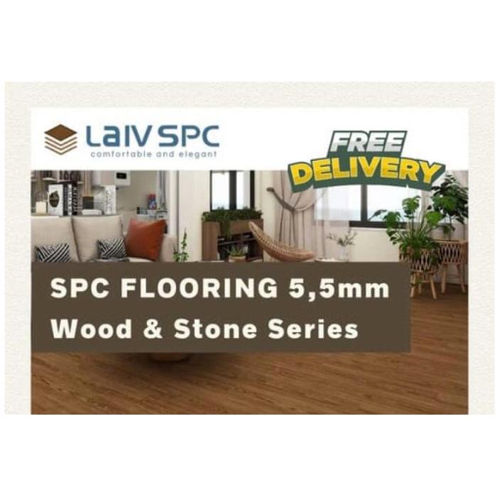 (LAIV) SPC Lantai kayu 5.5mm Lantai Klik Wood Stone Series Kayu IXPE Busa Foam Vynil Klik
