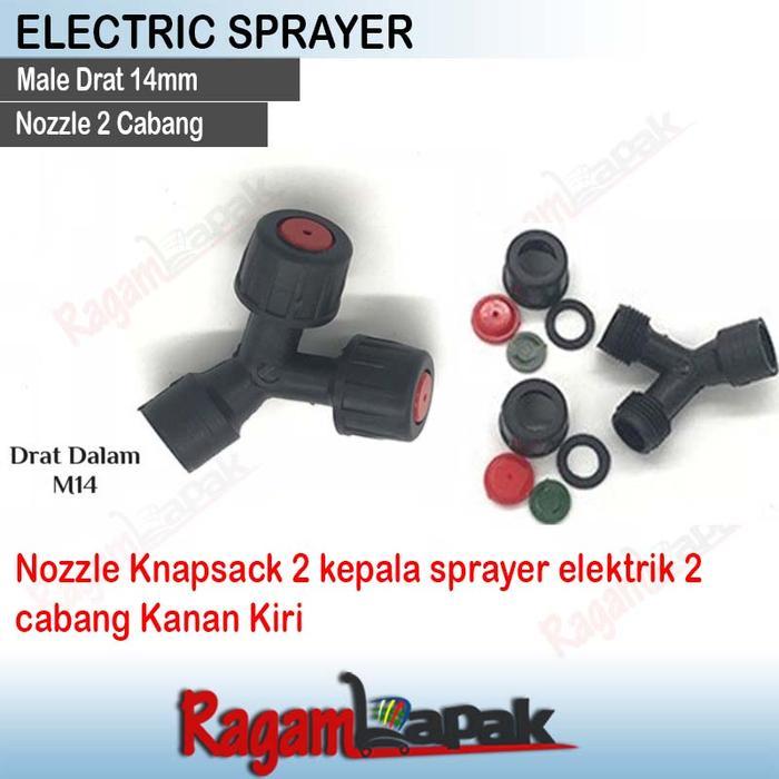 Nozzle Knapsack 2 kepala sprayer elektrik 2 cabang Kanan Kiri