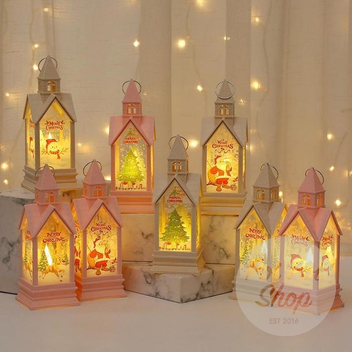 ] Lentera Lilin Natal Christmas Miniatur Gereja Lilin Souvenir Natal