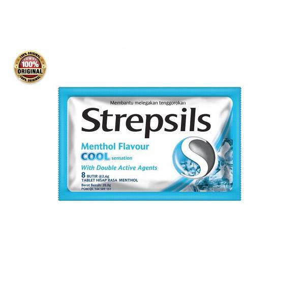 t8nr- Strepsils Cool Isi 8 Butir Menthol Flavour - Permen Rasa Mentol