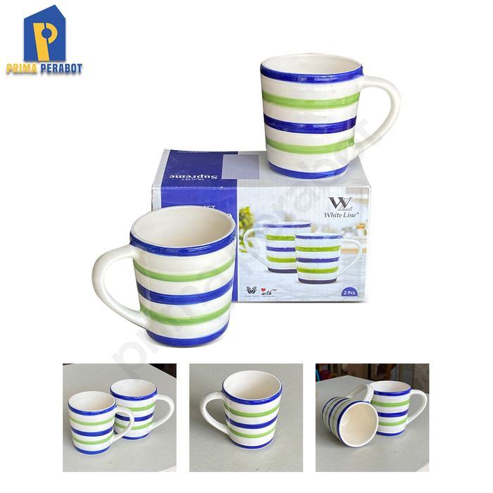 magg- Mug Cangkir Set 2 Pcs Supreme White Line