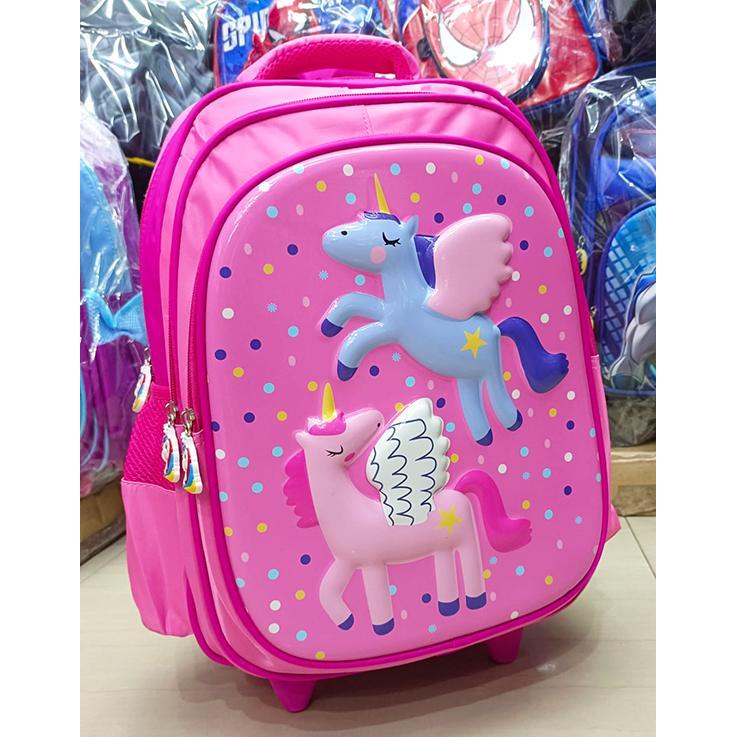 Tas Sd Trolley Anak Perempuan Unicorn Kuda Pony Pirang Embos Ungu
