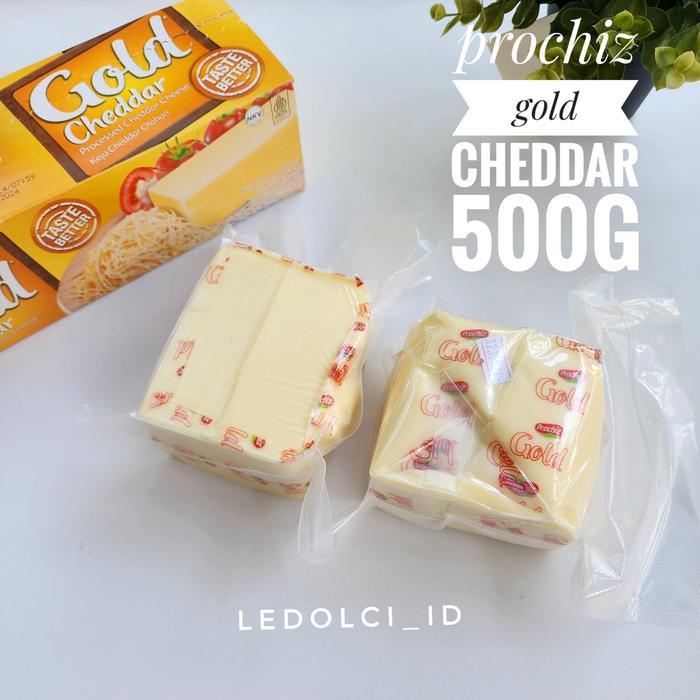 p410- Prochiz Gold Cheddar Gold Keju Potongan 500 Gram Vacuum
