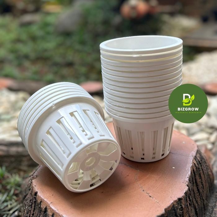 Pot Plastik Anggrek Vanda 12cm (Putih) Netpot Gantung Lubang