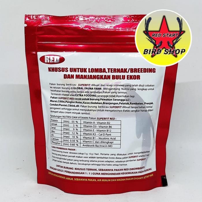 33og- Super Fit Gold & Red High Protein Voer Murai Kacer Ciblek Cucak Ijo