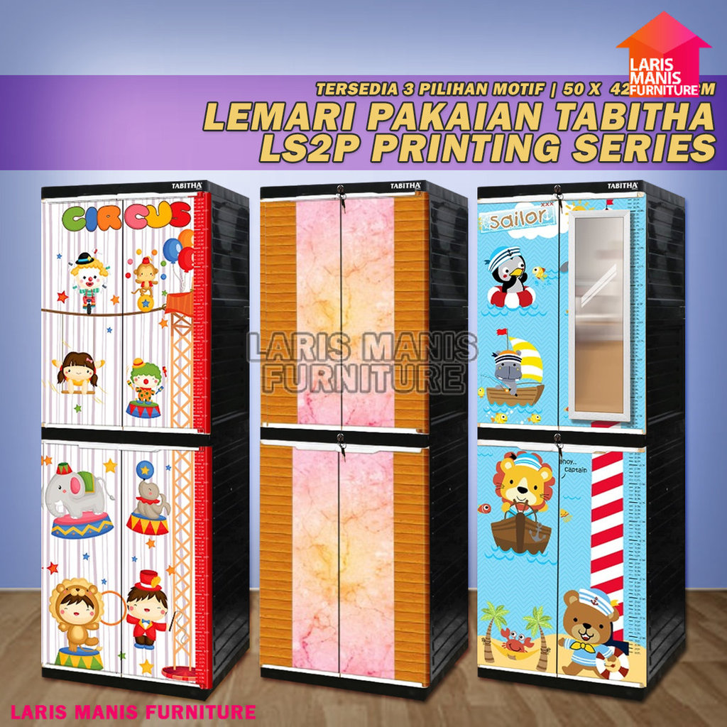 Lemari Tabitha 4 susun LS2P PRINTING MOTIF KARAKTER LEMARI ANAK TERBARU