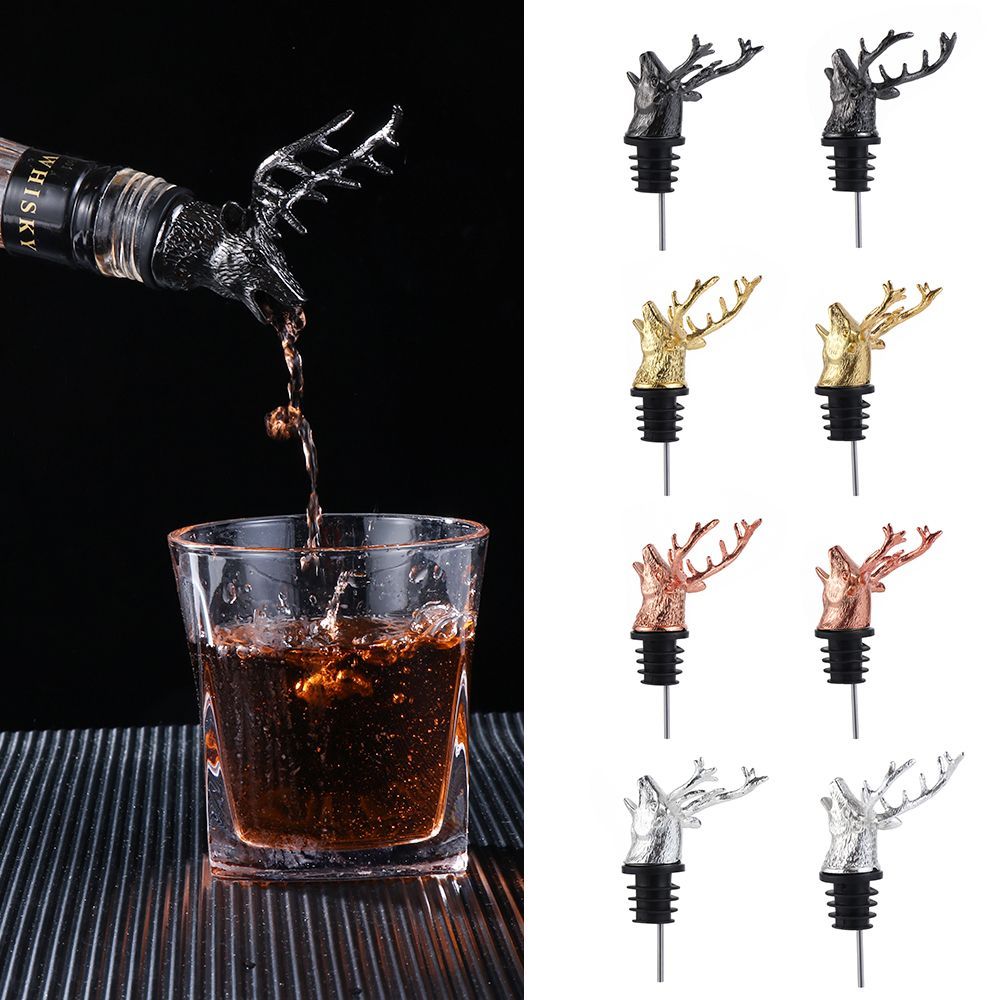 New Zinc Alloy Deer Head Pourer Unique Stag Stoppers Aerators Bar Kitchen Gadget Christmas Party