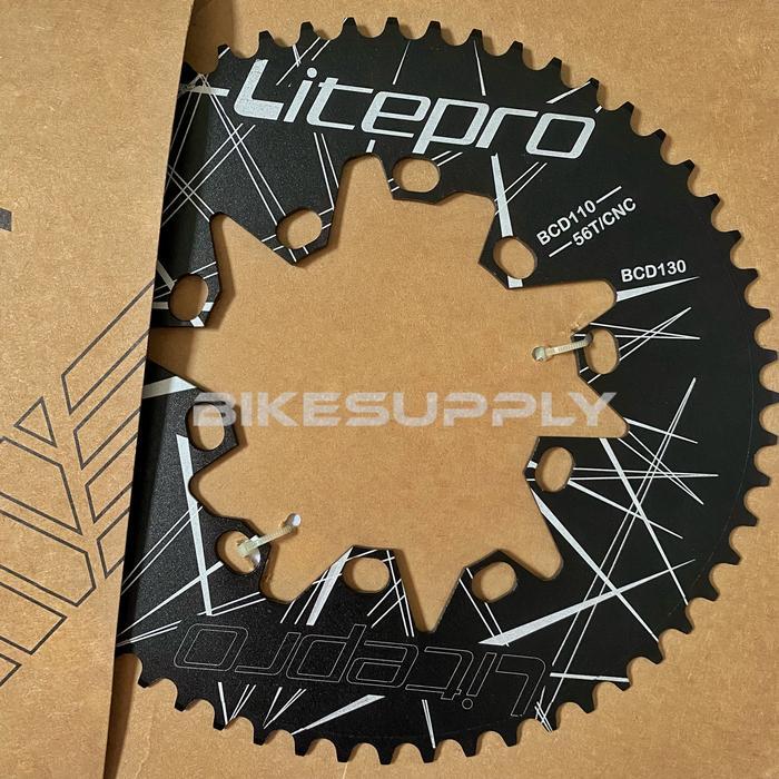 Chainring Crank Litepro Oval 52T 54T 56T 58T Hitam Double Bcd 110 130