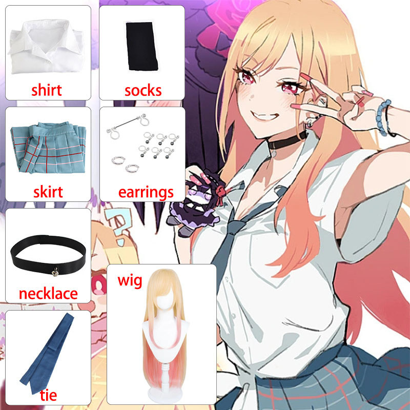 Kitagawa Marin Cosplay Anime My Darling Kitagawa Marin Cosplay Costume Dresses School Uniform Wig