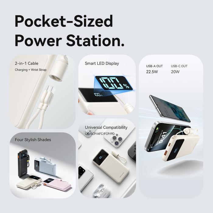 Terbaru Vention Ccc Powerbank X Series Built-In Cable Fast Charging 10000Mah 20000Mah Led Display
