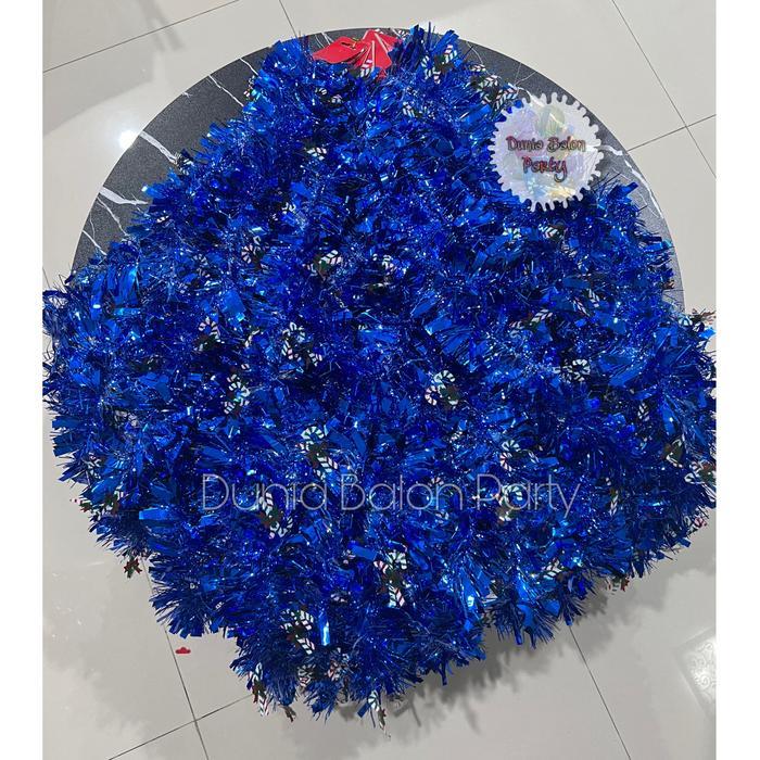 Hiasan Pohon Natal Slinger Tinsel Tongkat Biru