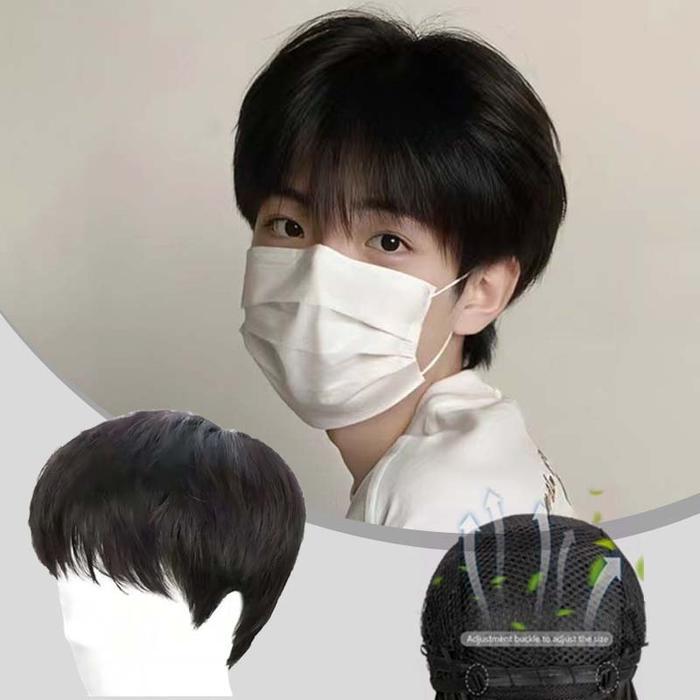 TERLARIS Wig Pendek Cowok Wik Rambut Pria Pendek Rambut Wig Pria Pendek Korea Rambut Palsu Pria
