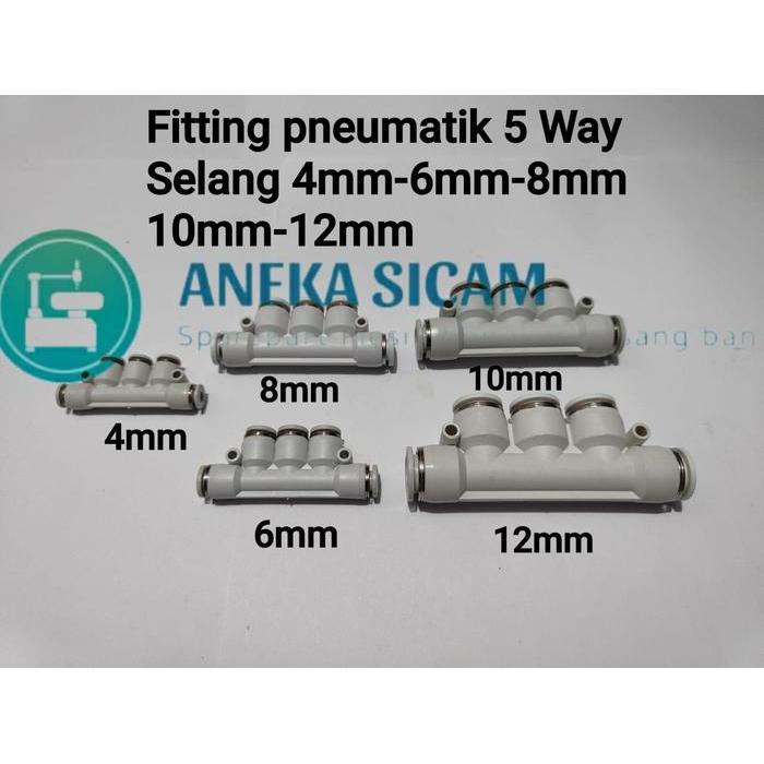 BERKUALITAS Fitting Pneumatik 5 Way Putih