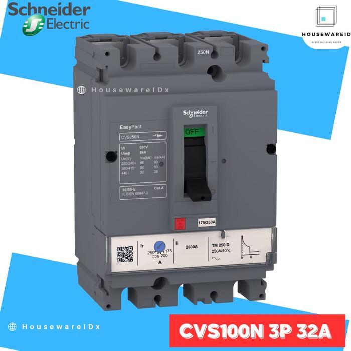 MCCB 3 PHASE 32 AMPERE SCHNEIDER LV510472 ORIGINAL / MCCB 3P 32A 50KA CVS100N / BREAKER 3 POLE 32A