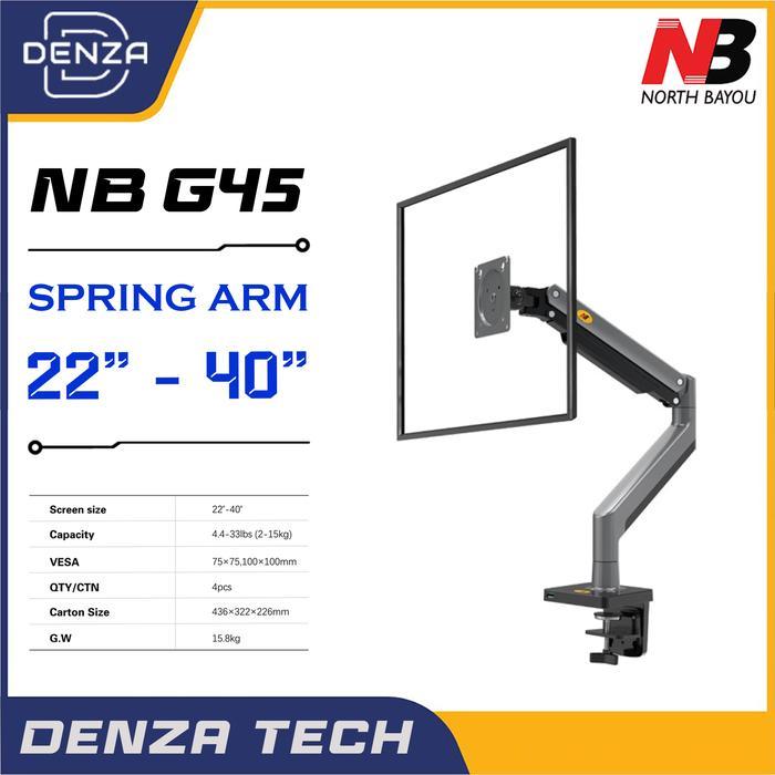BERKUALITAS NORTH BAYOU G45 G45 G-45 MONITOR SATU LENGAN SPRING SINGLE ARM JEPIT TEMPEL MEJA MONITOR