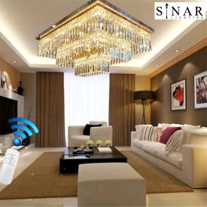 Lampu plafon persegi panjang Piramid kristal 9905/100x75