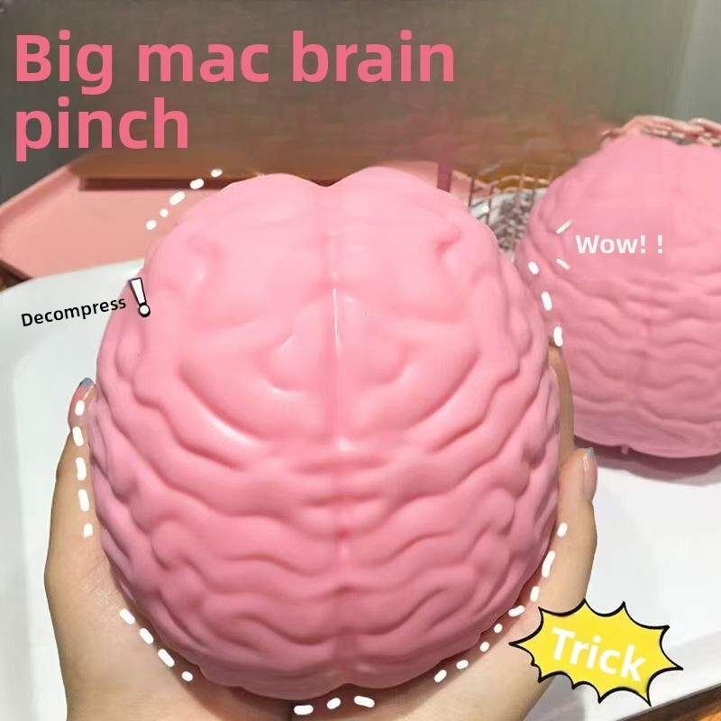 Jumbo Giant Brain Squishy Extra Large Slow Rise Stress Ball, TPR Moldable Fidget Toy for ADHD