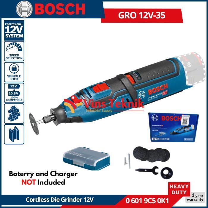 Bosch GRO 12V-35 Cordless Mesin Gerinda Tuner Rotary Tool Mini Die Grinder GRO12V-35