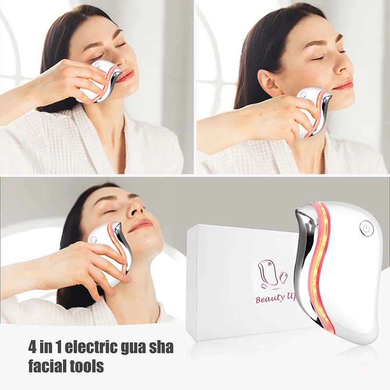 4 in 1 Electric Guasha Massager Heating Vibration Red Light Massage Machine For Face Body Guasha