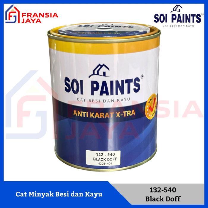 Cat Kayu Tahan Lama Soi Paints 1 Kg 132-540 Black Doff Cat Sintetik Besi Dan Kayu Anti Karat Hitam