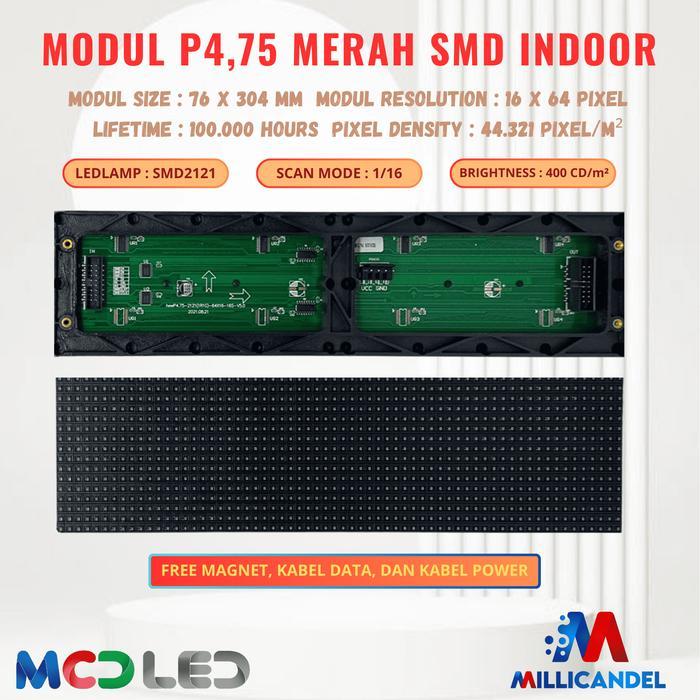 Panel Modul P4,75 P4.75 F3.75 F3,75 16X64 Smd Matrix Merah Red Rg Indoor