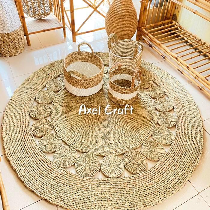 Vinicystore- Karpet Anyaman / Rug Anyaman / Karpet 120Cm / Karpet Anyam Bali