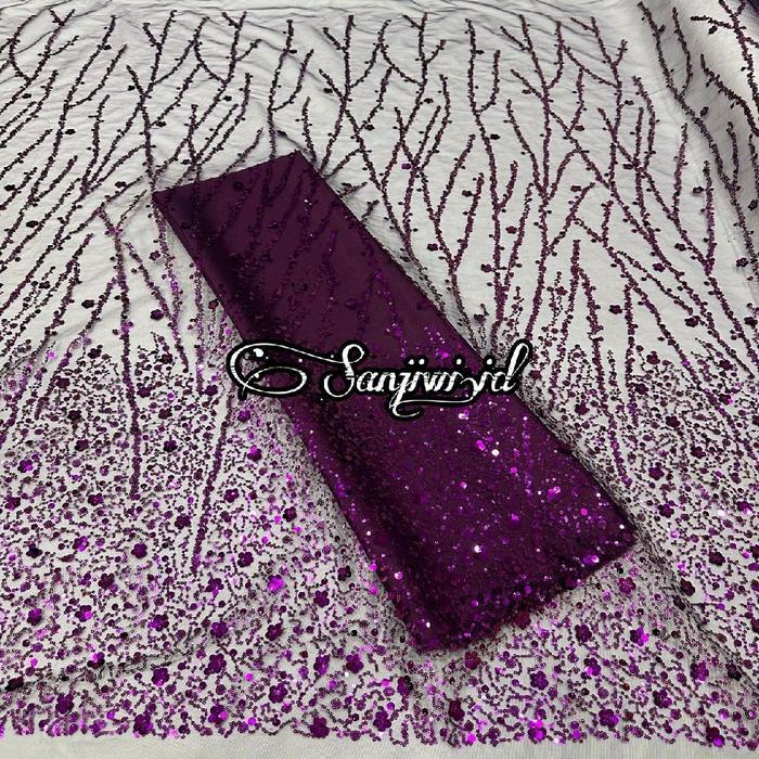 Kain Tille Tulle Payet Sequin Akar Rambat Jupiter/ Tile Tule Payet Rambat Full Payet Sequin