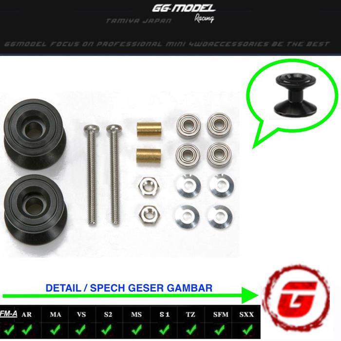 New Rep Tamiya 95231 Double Aluminum Rollers 13-12Mm Black