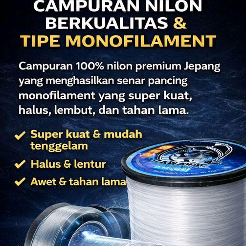 Cairomartt- Zawara Senar Pancing Bening Kuat Anti Keriting 1800 Meter Zawara Fishingline 100% Bahan