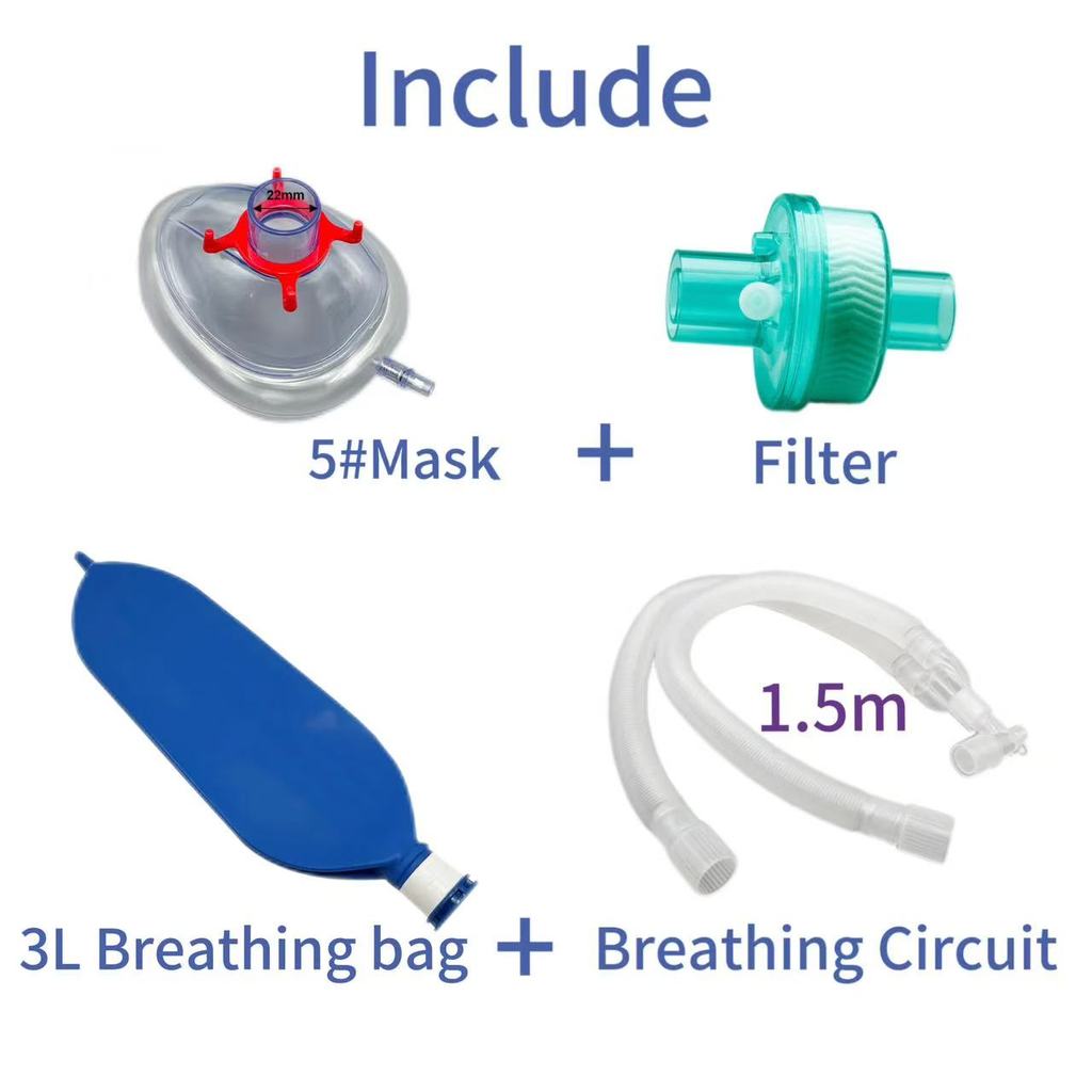 1set Disposable Anesthesia Breathing Circuit with Anesthesia Mask Filter Breathing Bag Breathing