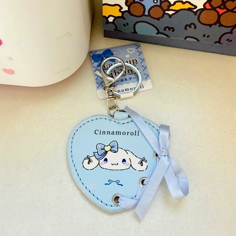Cartoon Sanrio Heart Ribbon Hello Kitty My Melody Keychain kaii Heart Lace up Kuromi & Cinnamoroll